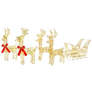 vidaXL Christmas Reindeer with sleigh 5 pcs 240 LEDs Warm White