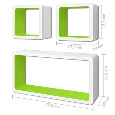 vidaXL Wall Cube Shelves 6 pcs White and Green