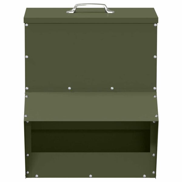 vidaXL Chicken Feeder Olive Green 35 x 30.5 x 43.5 cm