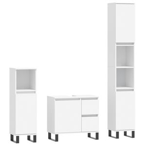 vidaXL 3 Piece Bathroom Furniture Set White Engineered Wood