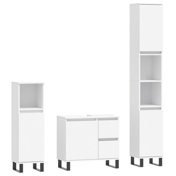 vidaXL 3 Piece Bathroom Furniture Set White Engineered Wood