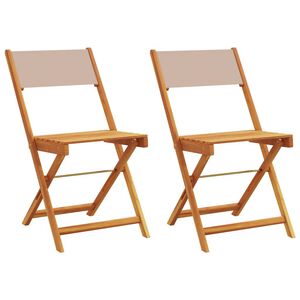 vidaXL Folding Chairs 2 pcs Taupe Solid Wood Acacia and Fabric