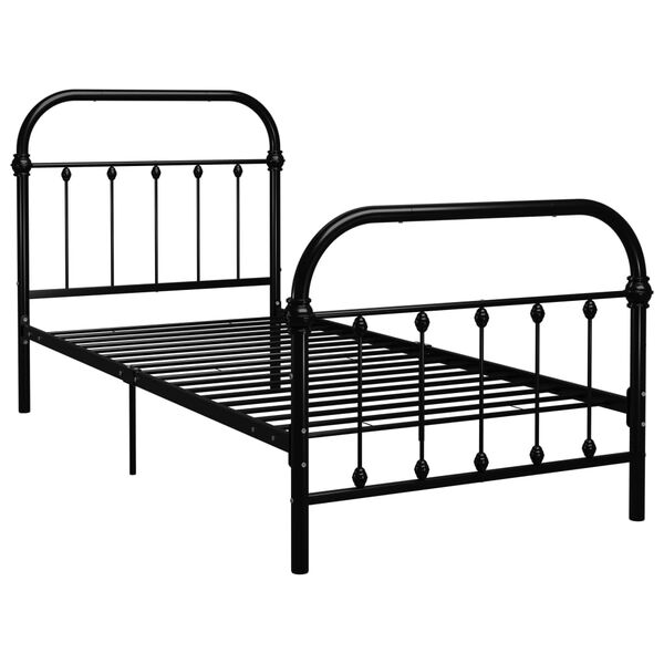 vidaXL Bed Frame without Mattress Black Metal 100x200 cm