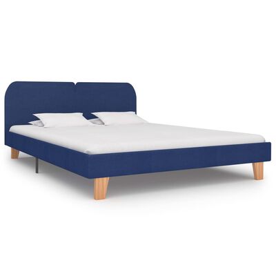 vidaXL Bed Frame Blue Fabric 150x200 cm King Size