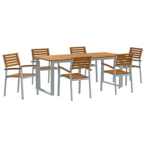 vidaXL Garden Dining Set 7 pcs Grey Solid Acacia Wood