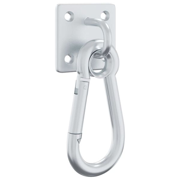 vidaXL Eye Plates with Snap Hooks 3 pcs 360° Rotate Silver Steel