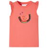 vidaXL Kids' T-shirt with Ruffle Sleeves Coral 116