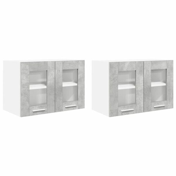 vidaXL Hanging Cabinet with Door 2 pcs Concrete Grey 60 x 31 x 40 cm