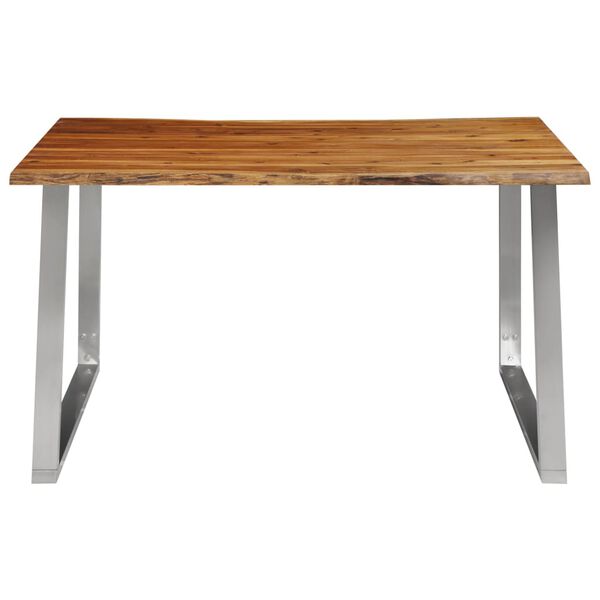vidaXL Dining Table 140x80x75 cm Solid Acacia Wood and Stainless Steel