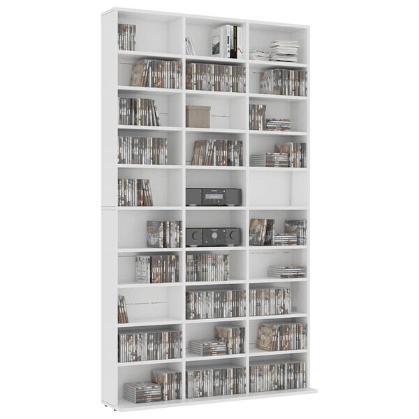 vidaXL CD Cabinet White 102x23x177.5 cm Engineered Wood