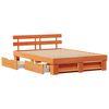 vidaXL Bed Frame with Headboard Wax Brown 160 x 200 cm Solid Pine Wood
