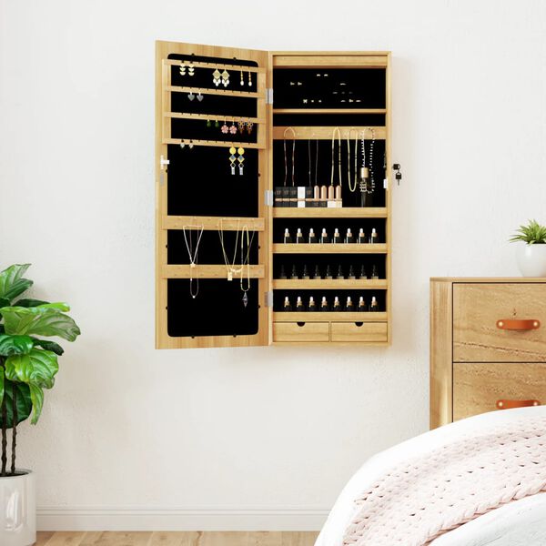 vidaXL Mirror Jewellery Cabinet with LED Lights Wall Mounted