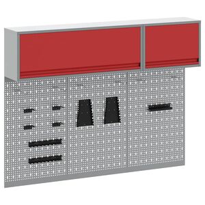 vidaXL Tool Cabinet Set with Shelf with Storage 5 pcs Red Steel