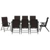 vidaXL Garden Dining Set 9 pcs Black Coffee Powder-Coated Steel