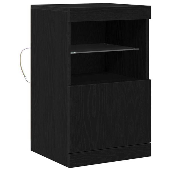 vidaXL LED Sideboard Black Oak 41 x 37 x 67 cm Engineered Wood