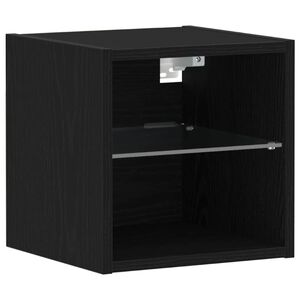 vidaXL TV Wall Cabinet | Black | Engineered wood and glass | Compact