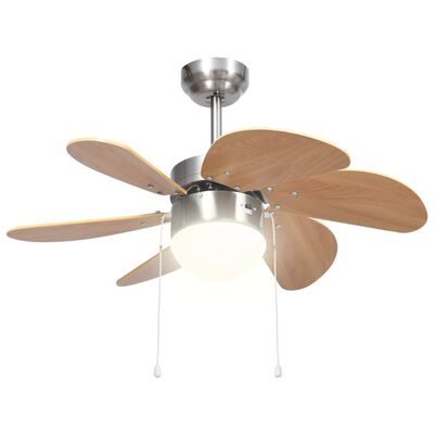 vidaXL Ceiling Fan with Light 76 cm Light Brown
