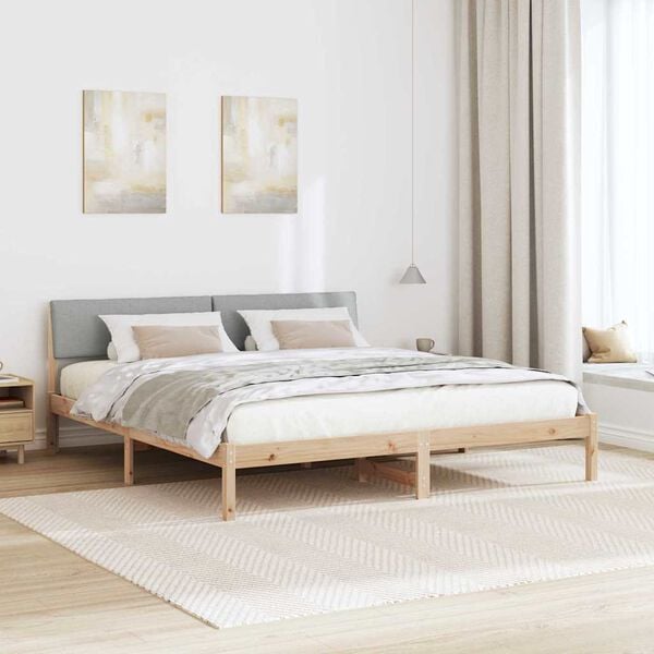 vidaXL Bed frame Brown and light grey 180 x 200 cm Solid pine wood