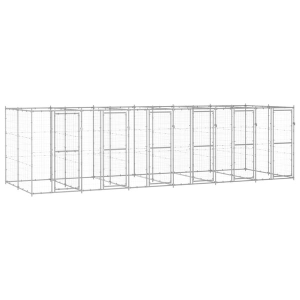 vidaXL Outdoor Dog Kennel Galvanised Steel 14.52 m²