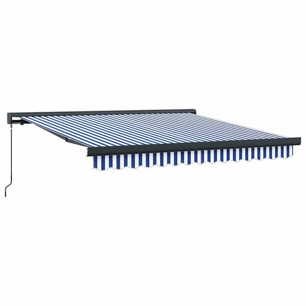 vidaXL Retractable Awning Blue and White 3x2.5 m Fabric and Aluminium