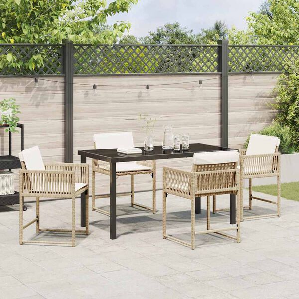 vidaXL Garden Dining Set 5 pcs Beige Poly Rattan