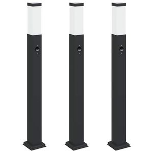 vidaXL Bollard Lights with Sensor 3 pcs 80 cm Black IP44