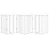 vidaXL Dog Gate with Door Foldable 6 Panels White 300 cm Solid Wood Fir