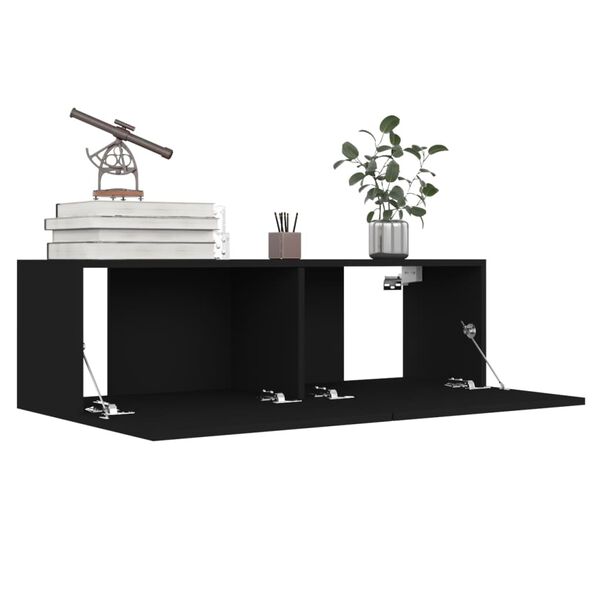 vidaXL 4 Piece TV Cabinet Set Black Engineered Wood