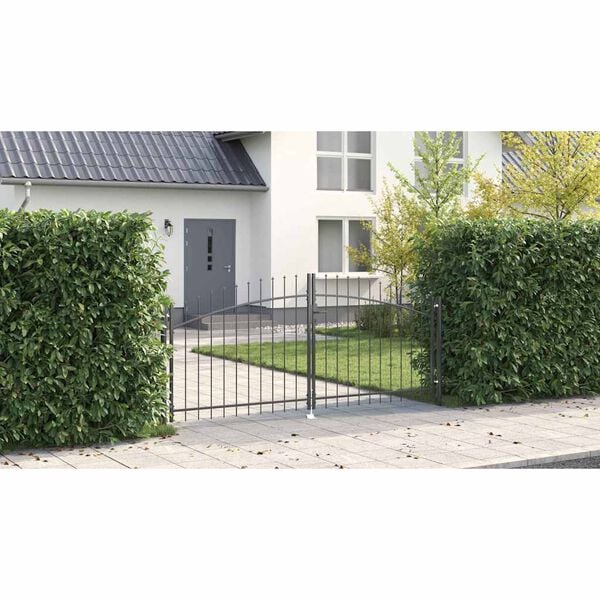 vidaXL Garden Gate with Lock Grey 150 x 300 cm Steel