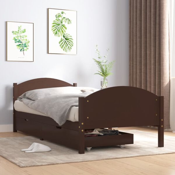vidaXL Bed Frame without Mattress Dark Brown 90x200 cm Solid Wood