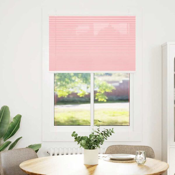 vidaXL Pleated Blind Pink 90x100 cm Fabric Width 89.4 cm Polyester