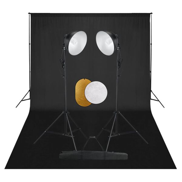 vidaXL Photo Studio Kit with Lights. Backdrop and Reflector