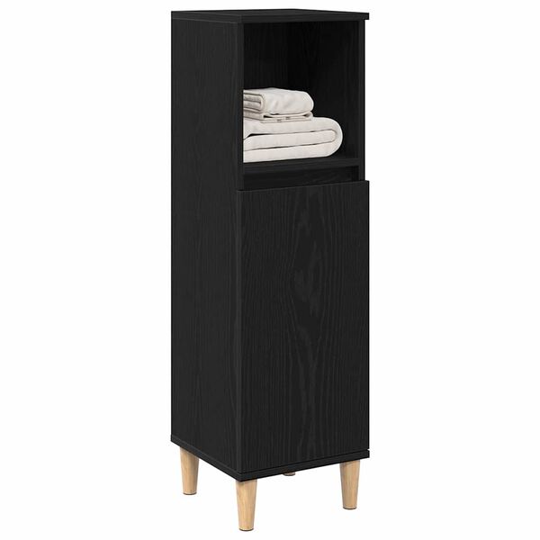vidaXL Bathroom Cabinet Black Oak 30 x 30 x 100 cm Engineered wood