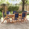 vidaXL 7 Piece Garden Dining Set Solid Wood Acacia and Textilene