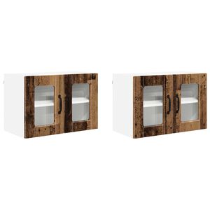 vidaXL Wall Glass Cabinet PORTO 2 pcs Old Wood 60 x 31 x 40 cm