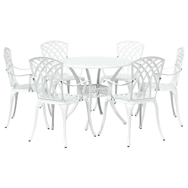 vidaXL Garden Dining Set 7 pcs White Aluminium