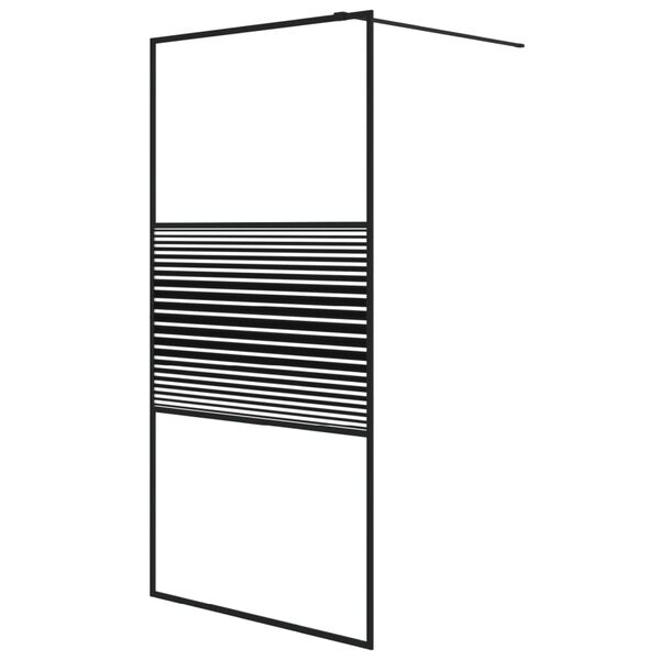 vidaXL Walk-in Shower Wall Black 100x195 cm Clear ESG Glass