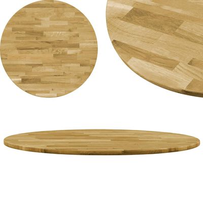 vidaXL Table Top Solid Oak Wood Round 23 mm 700 mm