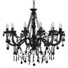 vidaXL Chandelier with Beads Black 12 x E14 Bulbs