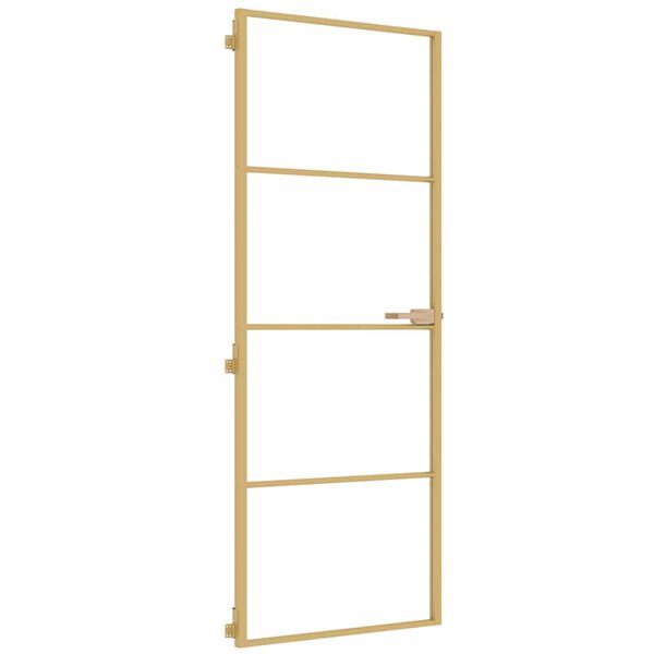 vidaXL Interior Door Slim Golden 76x201.5 cm Tempered Glass and Aluminium
