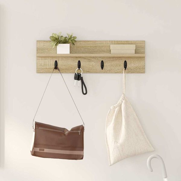 vidaXL Wall-Mounted Coat Rack Sonoma Oak 60 x 10.5 x 18 cm