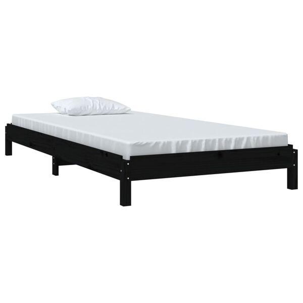 vidaXL Stack Bed without Mattress Black 75x190 cm Small Single Solid Wood Pine