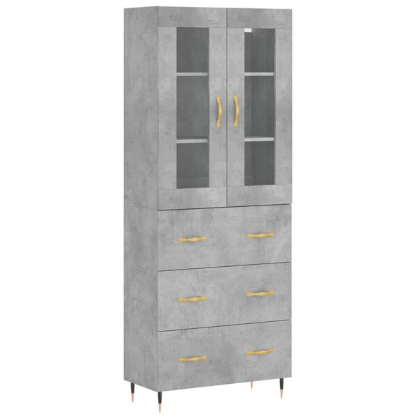 vidaXL Highboard Concrete Grey 69.5x34x180 cm Engineered Wood