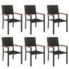 vidaXL 7 Piece Garden Dining Set Black Poly Rattan