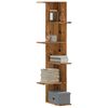 vidaXL Wall Corner Shelf Old Wood 36.5x36.5x140 cm Engineered Wood
