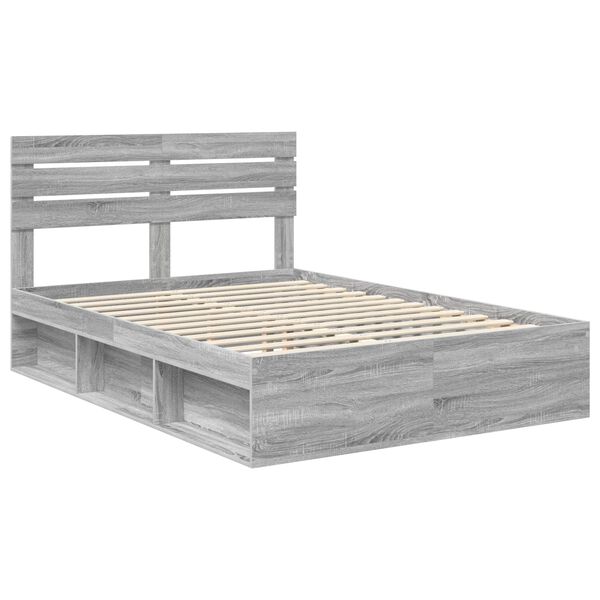 vidaXL Bed Frame Grey Sonoma 150 x 200 cm Solid Pine Wood