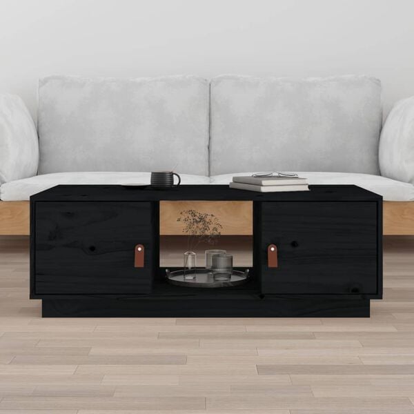 vidaXL Coffee Table Black 100x50x35 cm Solid Wood Pine