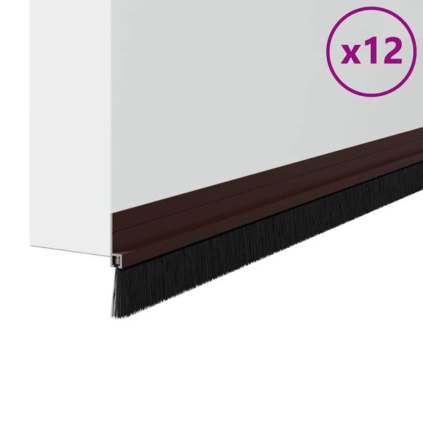 vidaXL Self-adhesive Door Brush Seals 12 pcs Brown 100 cm