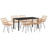 vidaXL Garden Dining Set 7 pcs Brown Powder-Coated Steel