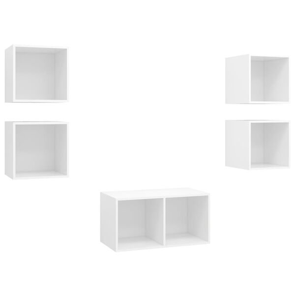 vidaXL 5 Piece TV Cabinet Set White Engineered Wood